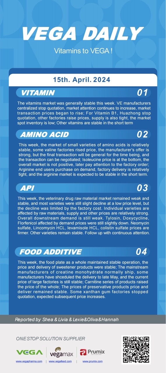 Vega Daily Dated on Apr 15th 2024 Vitamin Amino Acid APl Food Additives.jpg